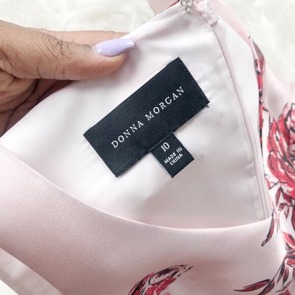 🆕 Donna Morgan Pink Dusty Rose Printed Floral Sleeveless V-Neck‎ Dress 10 - Picture 3 of 5